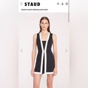 STAUD Black and Ivory Cross-Court Dress